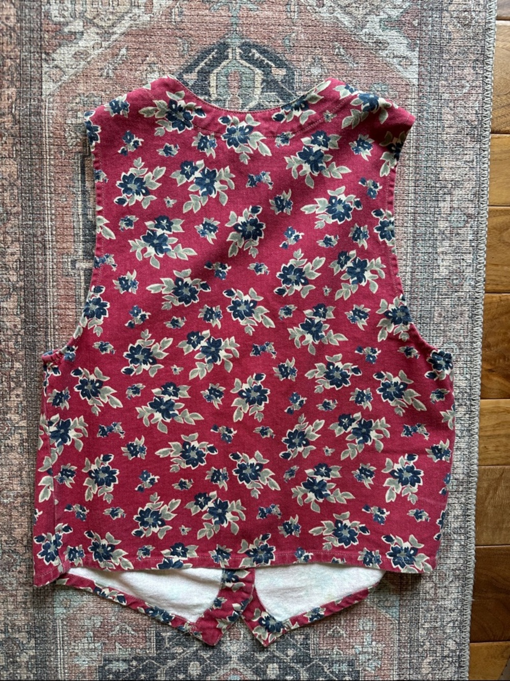 Vtg Cherokee denim floral vest Sz medium - Picture 4 of 4